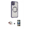 MARSİLYAN™- iPhone 11 Pro Max Kılıf Kutup Modern - Siyah 34D Hayalet Izgaralı Cam + Pers Alüminyum Kamera Lens - KI