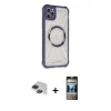 MARSİLYAN™- iPhone 11 Pro Max Kılıf Kutup Modern - Siyah 34D Hayalet Izgaralı Cam + Pers Alüminyum Kamera Lens - SH