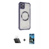 MARSİLYAN™- iPhone 11 Pro Max Kılıf Kutup Modern - Siyah 34D Izgaralı Cam + Kamera Lens Koruma Cam - SF