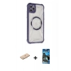 MARSİLYAN™- iPhone 11 Pro Max Kılıf Kutup Modern - Siyah 34D Izgaralı Cam + Renkli Kamera Lens Koruma Cam - MI
