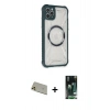 MARSİLYAN™- iPhone 11 Pro Max Kılıf Kutup Modern - Siyah 360 Mat Full Body Arka Koruyucu + Rainbow Kamera Lens Koruma Cam - GD