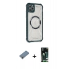 MARSİLYAN™- iPhone 11 Pro Max Kılıf Kutup Modern - Siyah 360 Mat Full Body Arka Koruyucu + Metal Kamera Lens Koruma Cam - GS