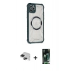 MARSİLYAN™- iPhone 11 Pro Max Kılıf Kutup Modern - Siyah 360 Mat Full Body Arka Koruyucu + Pers Alüminyum Kamera Lens - SH