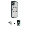 MARSİLYAN™- iPhone 11 Pro Max Kılıf Kutup Modern - Siyah 360 Mat Full Body Arka Koruyucu + Pers Alüminyum Kamera Lens - LT