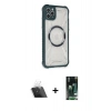MARSİLYAN™- iPhone 11 Pro Max Kılıf Kutup Modern - Siyah 360 Mat Full Body Arka Koruyucu + Kamera Lens Koruma Cam - SF
