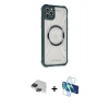 MARSİLYAN™- iPhone 11 Pro Max Kılıf Kutup Modern - Siyah 3D Antistatik Cam Ekran Koruyucu + Pers Alüminyum Kamera Lens - SH