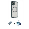 MARSİLYAN™- iPhone 11 Pro Max Kılıf Kutup Modern - Siyah 3D Antistatik Cam Ekran Koruyucu + Shine Kamera Lens Koruma Cam - MI