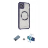 MARSİLYAN™- iPhone 11 Pro Max Kılıf Kutup Modern - Siyah 3D Antistatik Cam Ekran Koruyucu + Siyah Metal Kamera Lens Koruma Cam