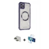 MARSİLYAN™- iPhone 11 Pro Max Kılıf Kutup Modern - Siyah 3D Antistatik Cam Ekran Koruyucu + Yeşil Pers Alüminyum Kamera Lens