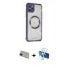 MARSİLYAN™- iPhone 11 Pro Max Kılıf Kutup Modern - Siyah 3D Antistatik Cam Ekran Koruyucu + Rainbow Kamera Lens Koruma Cam - YL