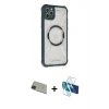 MARSİLYAN™- iPhone 11 Pro Max Kılıf Kutup Modern - Siyah 3D Antistatik Cam Ekran Koruyucu + Rainbow Kamera Lens Koruma Cam - YL