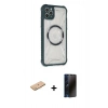 MARSİLYAN™- iPhone 11 Pro Max Kılıf Kutup Modern - Siyah 3D Antistatik Hayalet Cam Ekran Koruyucu + Renkli Kamera Lens Koruma Cam - PE