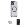 MARSİLYAN™- iPhone 11 Pro Max Kılıf Kutup Modern - Siyah 3D Antistatik Hayalet Cam Ekran Koruyucu + Pers Alüminyum Kamera Lens - LT