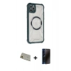 MARSİLYAN™- iPhone 11 Pro Max Kılıf Kutup Modern - Siyah 3D Antistatik Hayalet Cam Ekran Koruyucu + Rainbow Kamera Lens Koruma Cam - GD