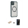 MARSİLYAN™- iPhone 11 Pro Max Kılıf Kutup Modern - Siyah 3D Antistatik Hayalet Cam Ekran Koruyucu + Renkli Kamera Lens Koruma Cam - SI