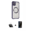 MARSİLYAN™- iPhone 11 Pro Max Kılıf Kutup Modern - Siyah 3D Antistatik Hayalet Cam Ekran Koruyucu + Şeffaf Kamera Lens Koruma Cam