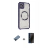 MARSİLYAN™- iPhone 11 Pro Max Kılıf Kutup Modern - Siyah 3D Antistatik Hayalet Cam Ekran Koruyucu + Shine Kamera Lens Koruma Cam - SH