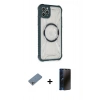 MARSİLYAN™- iPhone 11 Pro Max Kılıf Kutup Modern - Siyah 3D Antistatik Hayalet Cam Ekran Koruyucu + Shine Kamera Lens Koruma Cam - GS