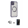 MARSİLYAN™- iPhone 11 Pro Max Kılıf Kutup Modern - Siyah 3D Antistatik Hayalet Cam Ekran Koruyucu + Pers Alüminyum Kamera Lens - SH