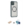 MARSİLYAN™- iPhone 11 Pro Max Kılıf Kutup Modern - Siyah 3D Antistatik Seramik Nano Ekran Koruyucu + Renkli Kamera Lens Koruma Cam - TU