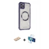 MARSİLYAN™- iPhone 11 Pro Max Kılıf Kutup Modern - Siyah 3D Antistatik Seramik Nano Ekran Koruyucu + Renkli Kamera Lens Koruma Cam - MI