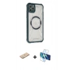 MARSİLYAN™- iPhone 11 Pro Max Kılıf Kutup Modern - Siyah 3D Antistatik Seramik Nano Ekran Koruyucu + Renkli Kamera Lens Koruma Cam - YL