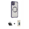 MARSİLYAN™- iPhone 11 Pro Max Kılıf Kutup Modern - Siyah 6D Mat Seramik Hayalet Nano Ekran Koruyucu + Kamera Lens Koruma Cam - SF