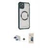 MARSİLYAN™- iPhone 11 Pro Max Kılıf Kutup Modern - Siyah 6D Mat Seramik Hayalet Nano Ekran Koruyucu + Pers Alüminyum Kamera Lens - LT