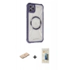 MARSİLYAN™- iPhone 11 Pro Max Kılıf Kutup Modern - Siyah 6D Mat Seramik Hayalet Nano Ekran Koruyucu + Mavi Renkli Kamera Lens Koruma Cam