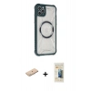 MARSİLYAN™- iPhone 11 Pro Max Kılıf Kutup Modern - Siyah 6D Mat Seramik Hayalet Nano Ekran Koruyucu + Mavi Renkli Kamera Lens Koruma Cam
