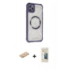 MARSİLYAN™- iPhone 11 Pro Max Kılıf Kutup Modern - Siyah 6D Mat Seramik Hayalet Nano Ekran Koruyucu + Renkli Kamera Lens Koruma Cam - TU