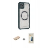 MARSİLYAN™- iPhone 11 Pro Max Kılıf Kutup Modern - Siyah 6D Mat Seramik Hayalet Nano Ekran Koruyucu + Renkli Kamera Lens Koruma Cam - SI