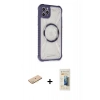 MARSİLYAN™- iPhone 11 Pro Max Kılıf Kutup Modern - Siyah 6D Mat Seramik Hayalet Nano Ekran Koruyucu + Renkli Kamera Lens Koruma Cam - SI