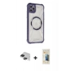 MARSİLYAN™- iPhone 11 Pro Max Kılıf Kutup Modern - Siyah 6D Mat Seramik Hayalet Nano Ekran Koruyucu + Pers Alüminyum Kamera Lens - SH