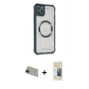 MARSİLYAN™- iPhone 11 Pro Max Kılıf Kutup Modern - Siyah 6D Mat Seramik Hayalet Nano Ekran Koruyucu + Rainbow Kamera Lens Koruma Cam - YL