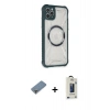 MARSİLYAN™- iPhone 11 Pro Max Kılıf Kutup Modern - Siyah Bilvis Hayalet Cam Ekran Koruyucu + Metal Kamera Lens Koruma Cam - GD