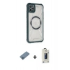 MARSİLYAN™- iPhone 11 Pro Max Kılıf Kutup Modern - Siyah Bilvis Hayalet Cam Ekran Koruyucu + Shine Kamera Lens Koruma Cam - MI