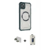MARSİLYAN™- iPhone 11 Pro Max Kılıf Kutup Modern - Siyah Bilvis Hayalet Cam Ekran Koruyucu + Pers Alüminyum Kamera Lens - YL