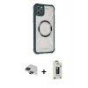MARSİLYAN™- iPhone 11 Pro Max Kılıf Kutup Modern - Siyah Bilvis Hayalet Cam Ekran Koruyucu + Pers Alüminyum Kamera Lens - SH