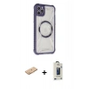 MARSİLYAN™- iPhone 11 Pro Max Kılıf Kutup Modern - Siyah Bilvis Hayalet Cam Ekran Koruyucu + Renkli Kamera Lens Koruma Cam - TU