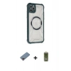 MARSİLYAN™- iPhone 11 Pro Max Kılıf Kutup Modern - Siyah Joko Magic 5D Hayalet Cam + Pembe Shine Kamera Lens Koruma Cam