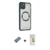 MARSİLYAN™- iPhone 11 Pro Max Kılıf Kutup Modern - Siyah Mat Seramik Nano Ekran Koruyucu + Metal Kamera Lens Koruma Cam - GD
