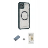 MARSİLYAN™- iPhone 11 Pro Max Kılıf Kutup Modern - Siyah Mat Seramik Nano Ekran Koruyucu + Metal Kamera Lens Koruma Cam - GS
