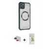MARSİLYAN™- iPhone 11 Pro Max Kılıf Kutup Modern - Siyah Mat Seramik Nano Ekran Koruyucu + Kırmızı Pers Alüminyum Kamera Lens