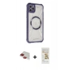 MARSİLYAN™- iPhone 11 Pro Max Kılıf Kutup Modern - Siyah Mat Seramik Nano Ekran Koruyucu + Kırmızı Pers Alüminyum Kamera Lens