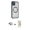 MARSİLYAN™- iPhone 11 Pro Max Kılıf Kutup Modern - Siyah Mat Seramik Nano Ekran Koruyucu + Pers Alüminyum Kamera Lens - YL