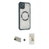 MARSİLYAN™- iPhone 11 Pro Max Kılıf Kutup Modern - Siyah Mat Seramik Nano Ekran Koruyucu + Rainbow Kamera Lens Koruma Cam - YL