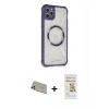 MARSİLYAN™- iPhone 11 Pro Max Kılıf Kutup Modern - Siyah Mat Seramik Nano Ekran Koruyucu + Rainbow Kamera Lens Koruma Cam - GD