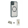 MARSİLYAN™- iPhone 11 Pro Max Kılıf Kutup Modern - Siyah Mat Seramik Nano Ekran Koruyucu + Rainbow Kamera Lens Koruma Cam - GD