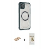 MARSİLYAN™- iPhone 11 Pro Max Kılıf Kutup Modern - Siyah Mat Seramik Nano Ekran Koruyucu + Renkli Kamera Lens Koruma Cam - TU